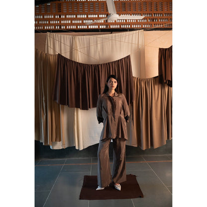 The Burnt Toast Brown Embroidered Cuff Co-Ord (Set of 2)