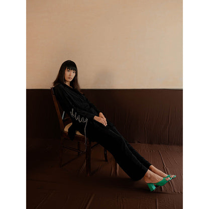 The Burnt Toast Black Criss Cross Sleeve Top