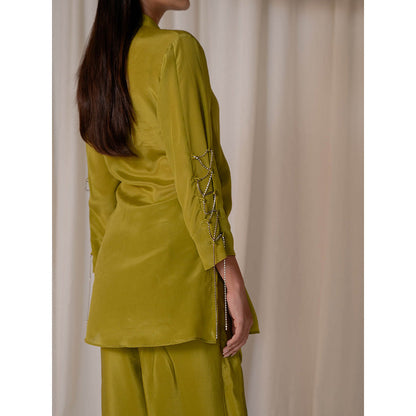 The Burnt Toast Green Criss Cross Sleeve Top