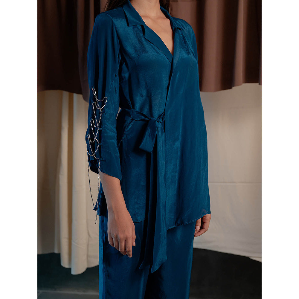 The Burnt Toast Teal Criss Cross Sleeve Top