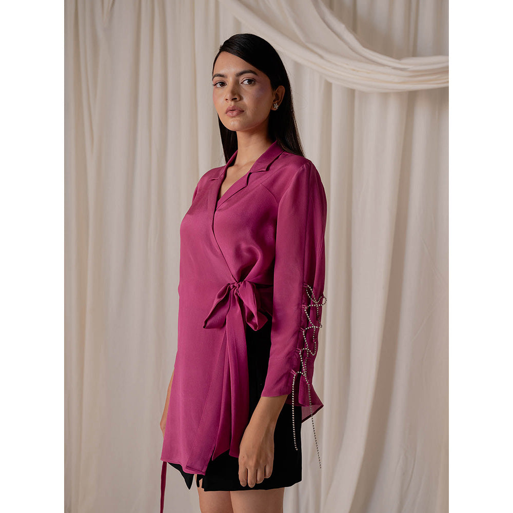 The Burnt Toast Pink Criss Cross Sleeve Top