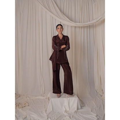 The Burnt Toast Brown Criss Cross Sleeve Top