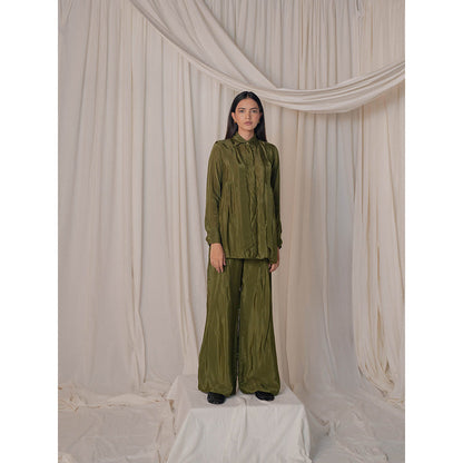 The Burnt Toast Olive Pleated Co-Ord (Set of 2)