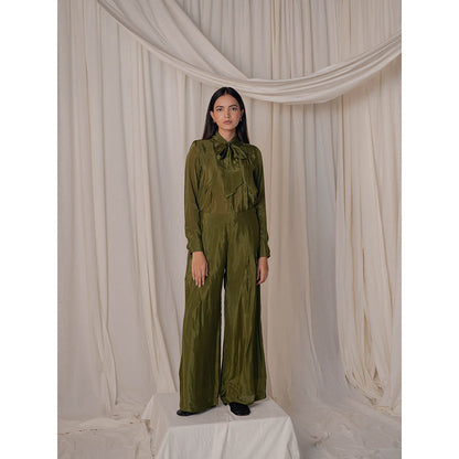 The Burnt Toast Olive Pleated Co-Ord (Set of 2)