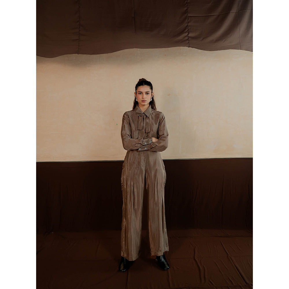 The Burnt Toast Brown Pleated Co-Ord (Set of 2)
