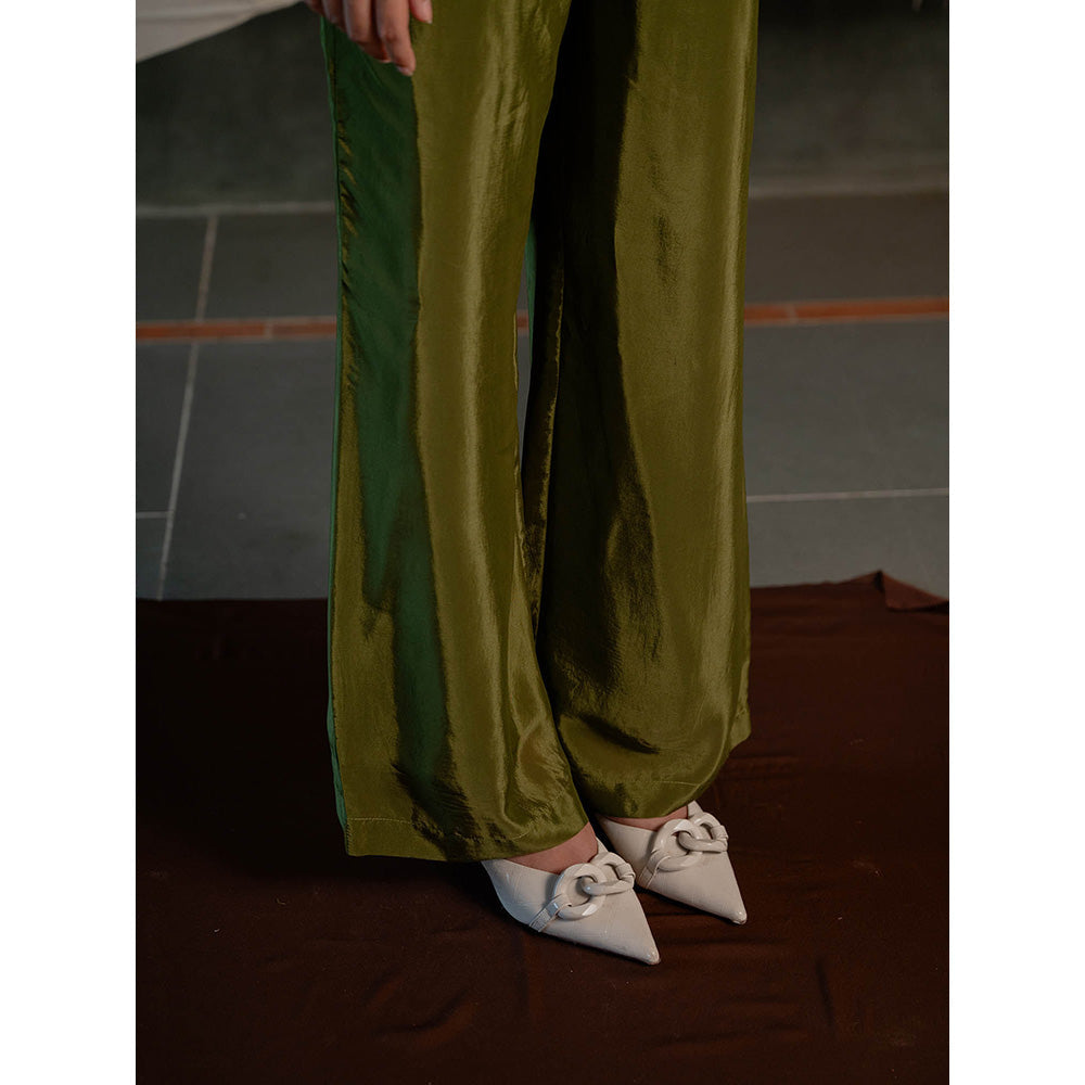 The Burnt Toast Olive Frill Sleeve Shirt