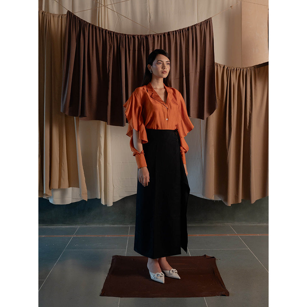 The Burnt Toast Orange Frill Sleeve Shirt