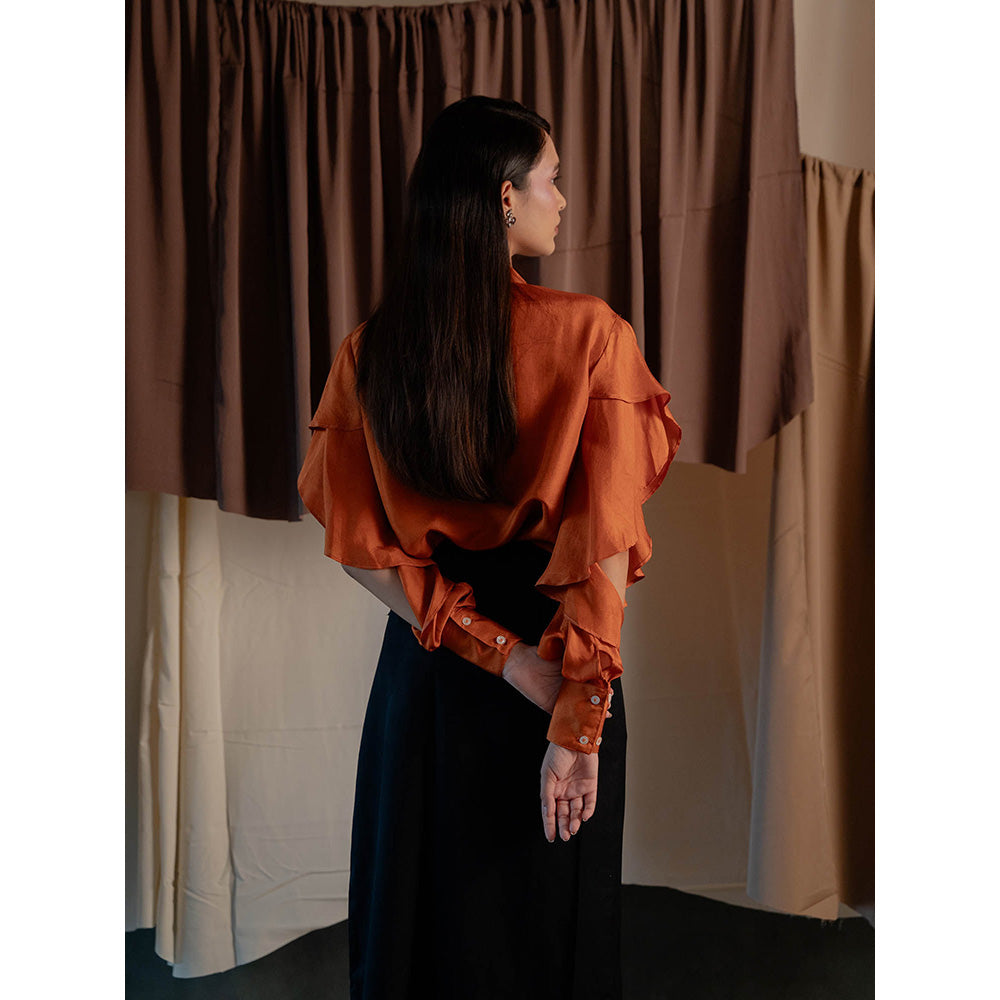 The Burnt Toast Orange Frill Sleeve Shirt