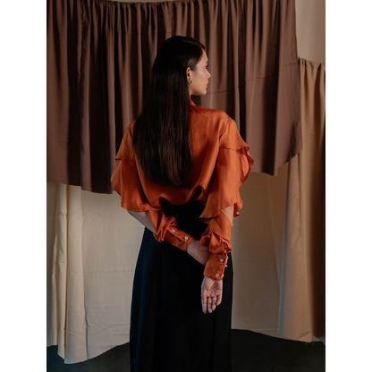 The Burnt Toast Orange Frill Sleeve Shirt