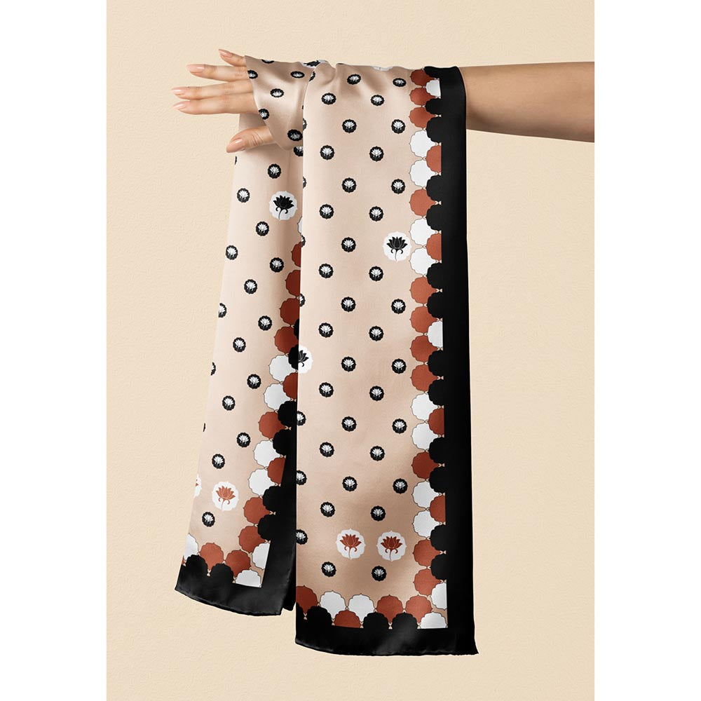 Thee Modern Roots Women Lotus Garden Silk Stole Cream
