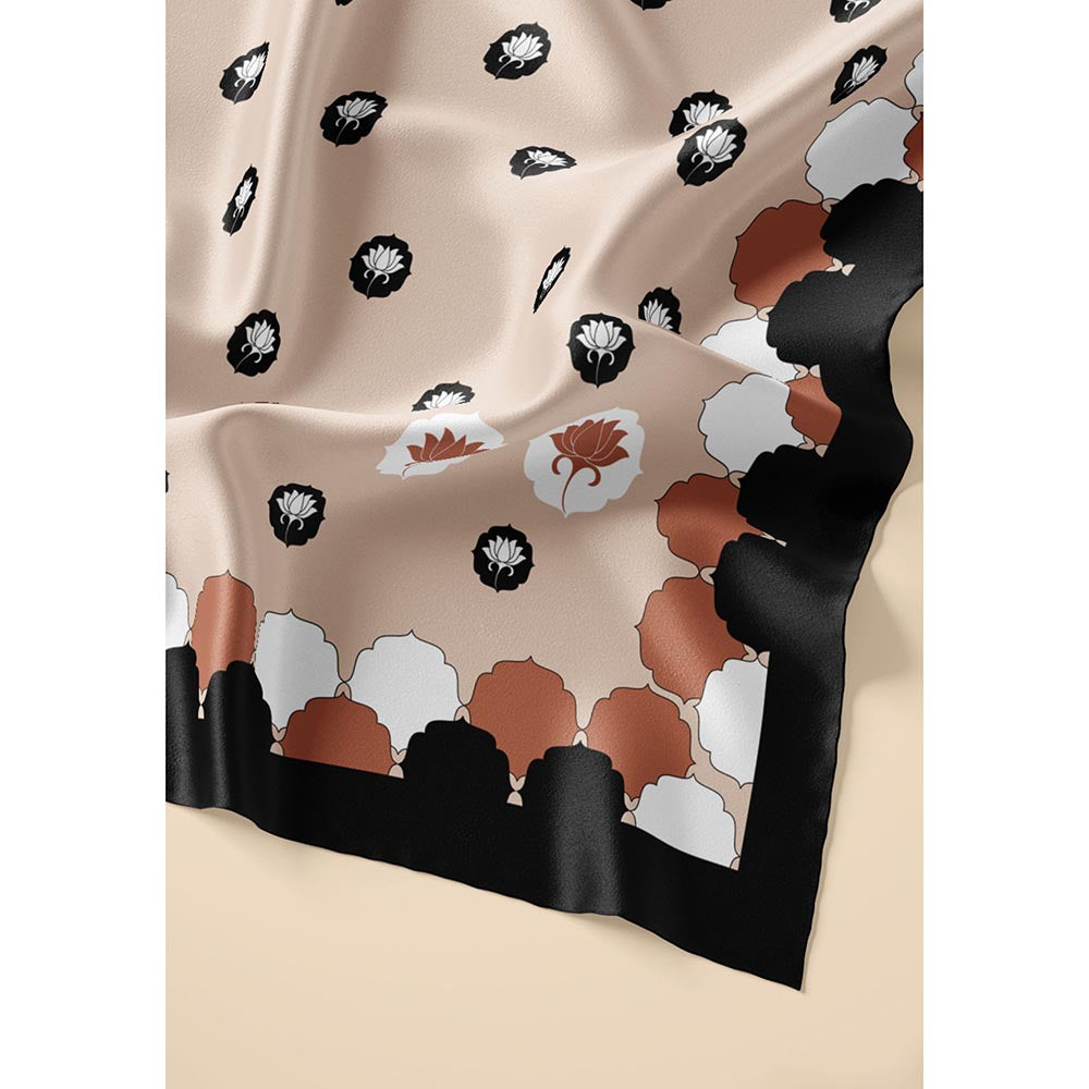Thee Modern Roots Women Lotus Garden Silk Stole Cream