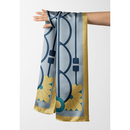 Thee Modern Roots Women Rhythmic Waves Silk Stole Blue