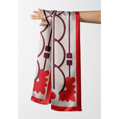 Thee Modern Roots Women Undulating Elegance Silk Stole Red