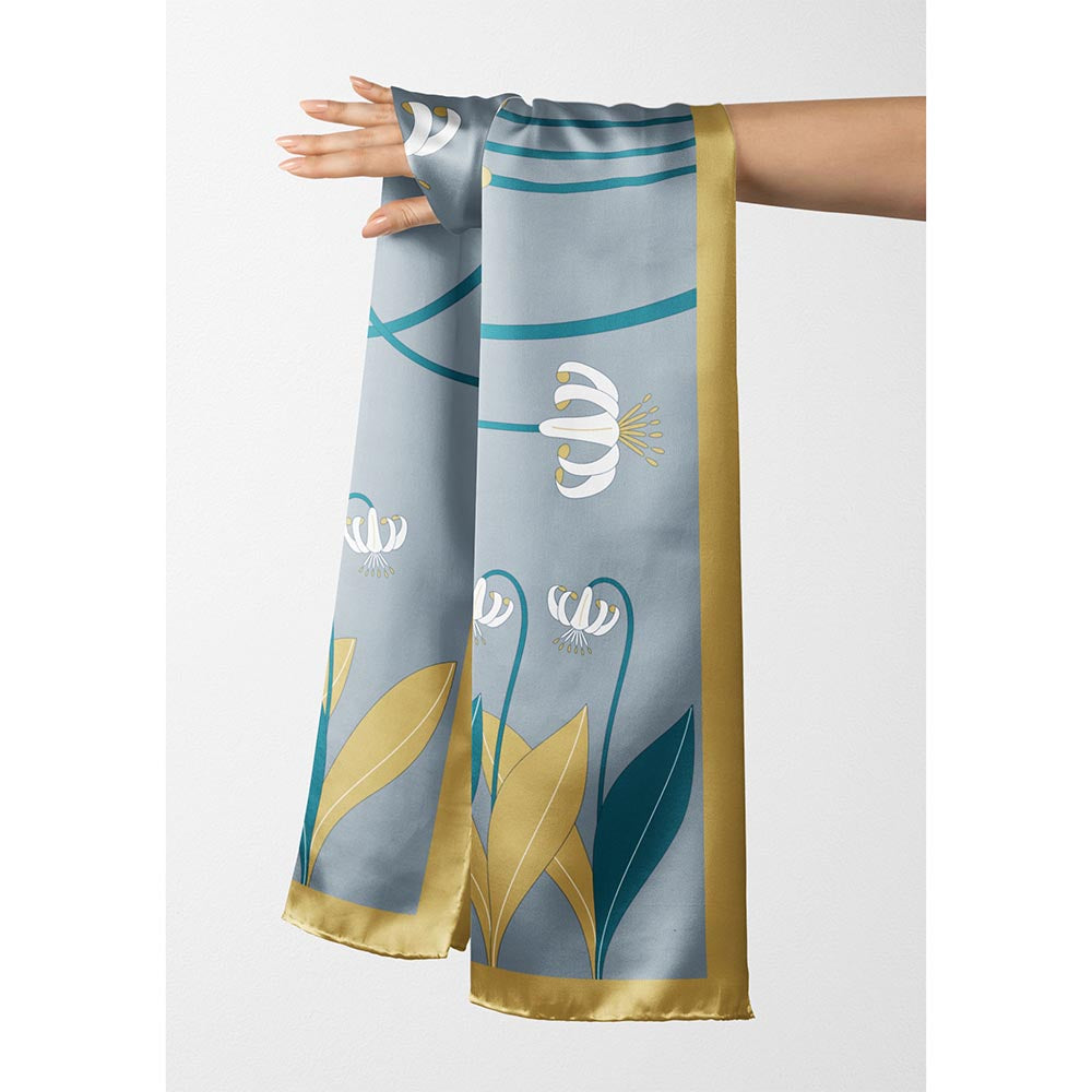 Thee Modern Roots Women Fantasy Floral Silk Stole Blue