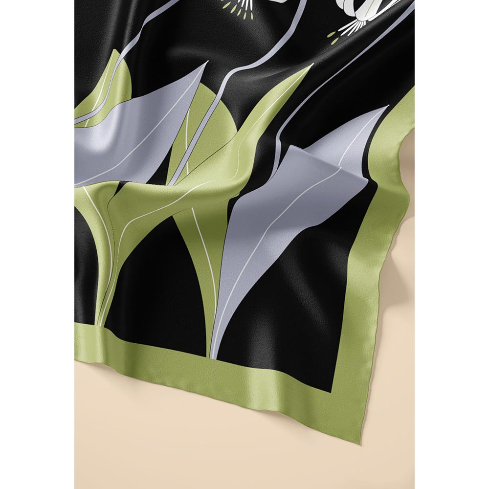 Thee Modern Roots Women Oceanic Blossom Silk Stole Black