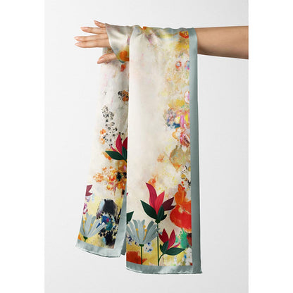Thee Modern Roots Women Watercolour Dreams Silk Stole Ivory