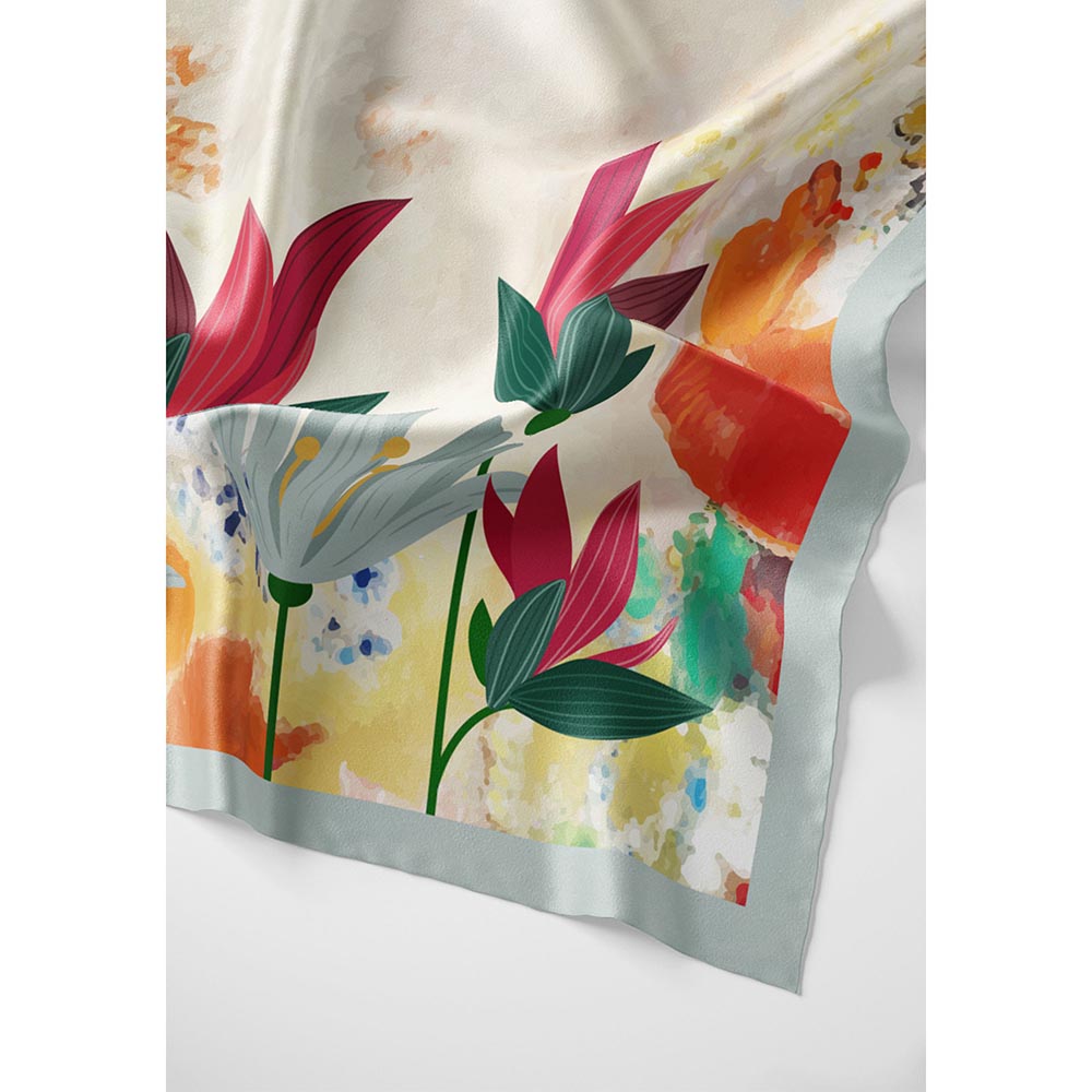 Thee Modern Roots Women Watercolour Dreams Silk Stole Ivory