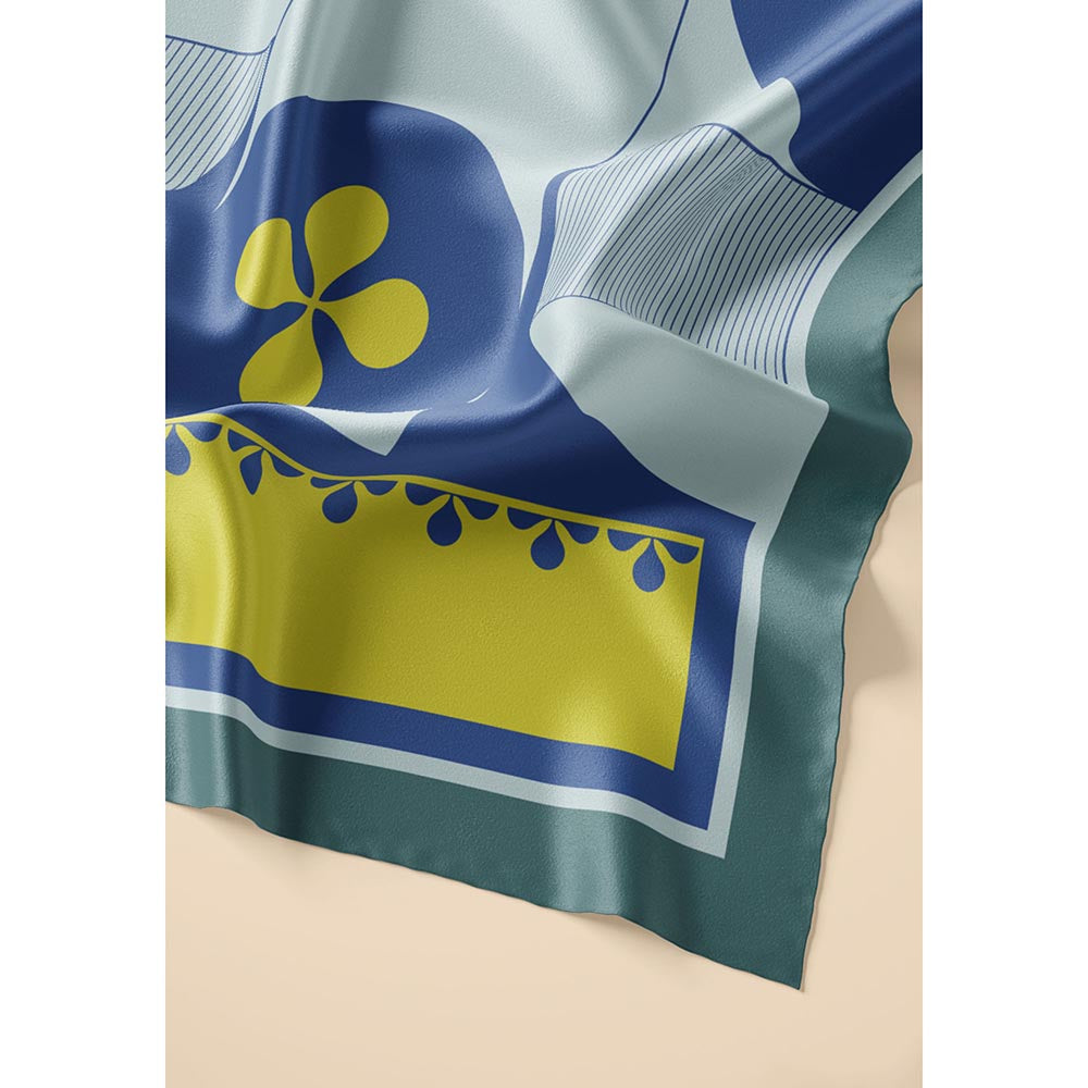Thee Modern Roots Women River Run Ripple Silk Stole Navy Blue