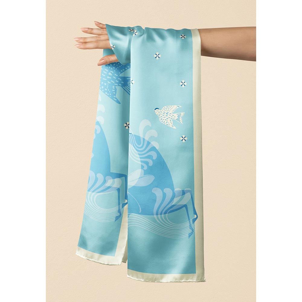Thee Modern Roots Women Moonbeam Mosaic Silk Stole Blue