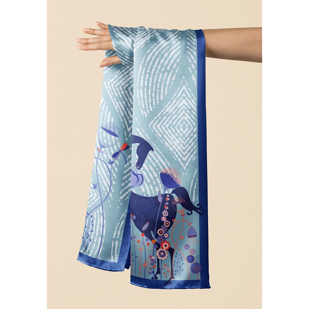 Thee Modern Roots Women Whimsical Water Nymph Silk Stole Blue