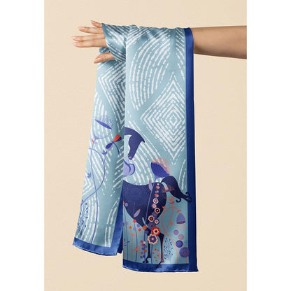 Thee Modern Roots Women Whimsical Water Nymph Silk Stole Blue