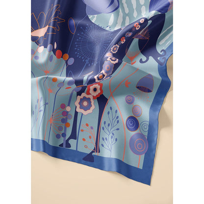 Thee Modern Roots Women Whimsical Water Nymph Silk Stole Blue