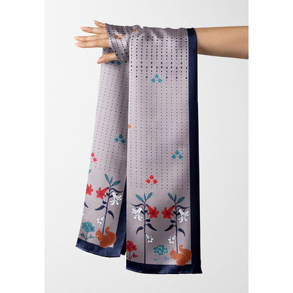 Thee Modern Roots Women Floral Serenade Silk Stole Grey