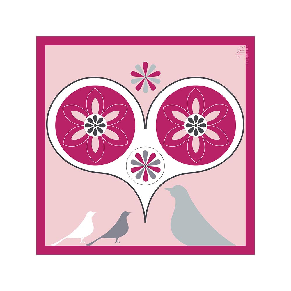 Thee Modern Roots Women Heart Flight Silk Scarf Pink