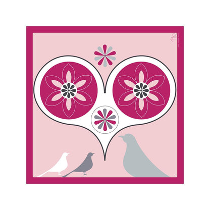 Thee Modern Roots Women Heart Flight Silk Scarf Pink