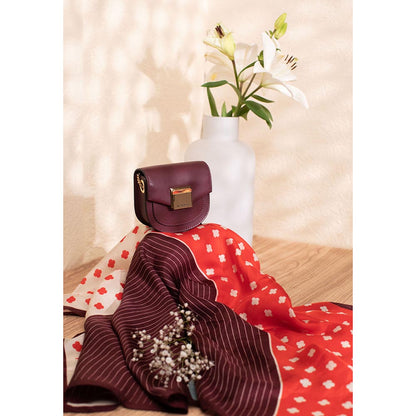 Thee Modern Roots Women Petite Petals Silk Scarf Red
