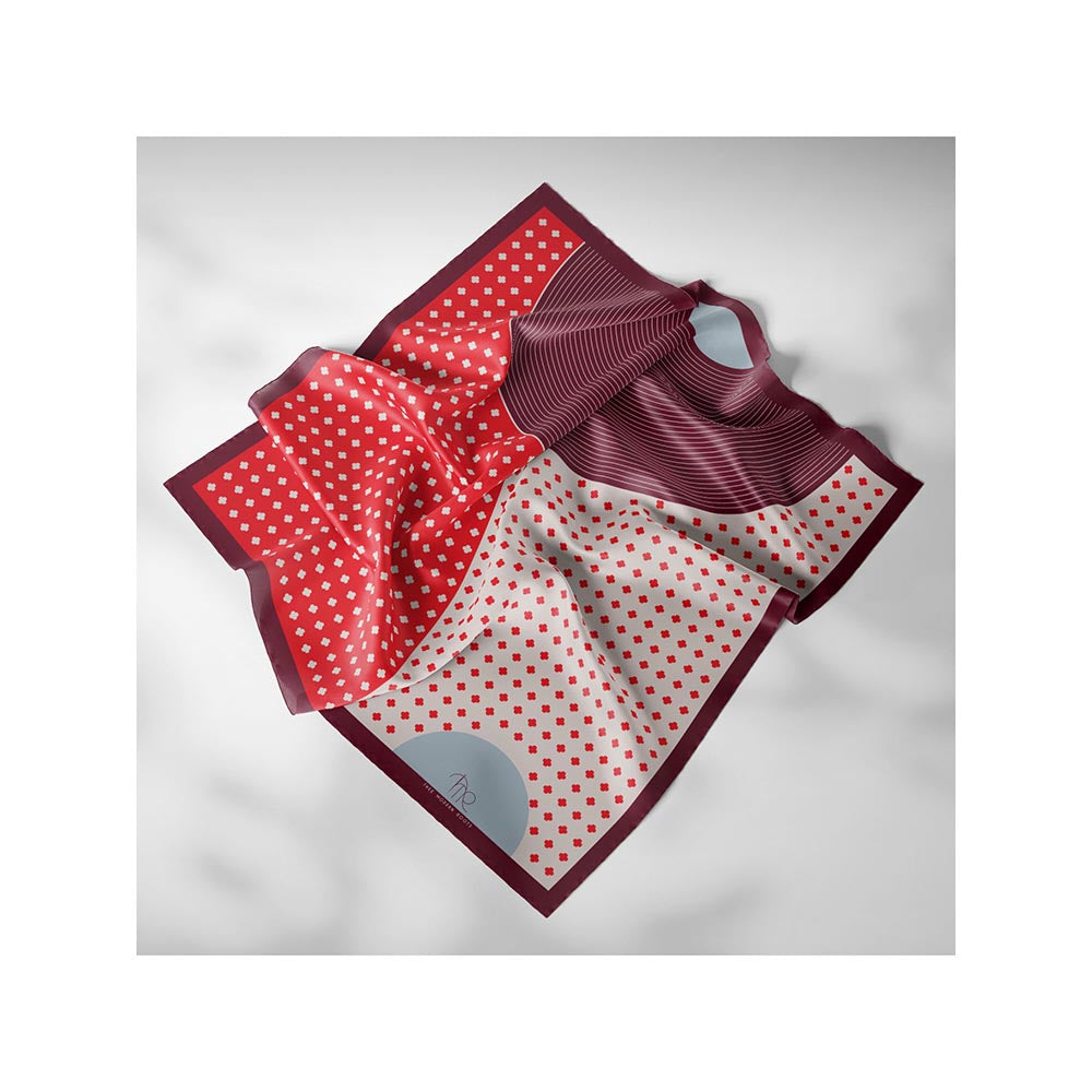 Thee Modern Roots Women Petite Petals Silk Scarf Red