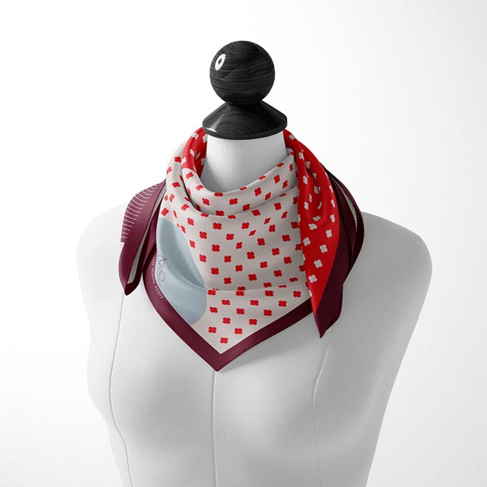 Thee Modern Roots Women Petite Petals Silk Scarf Red