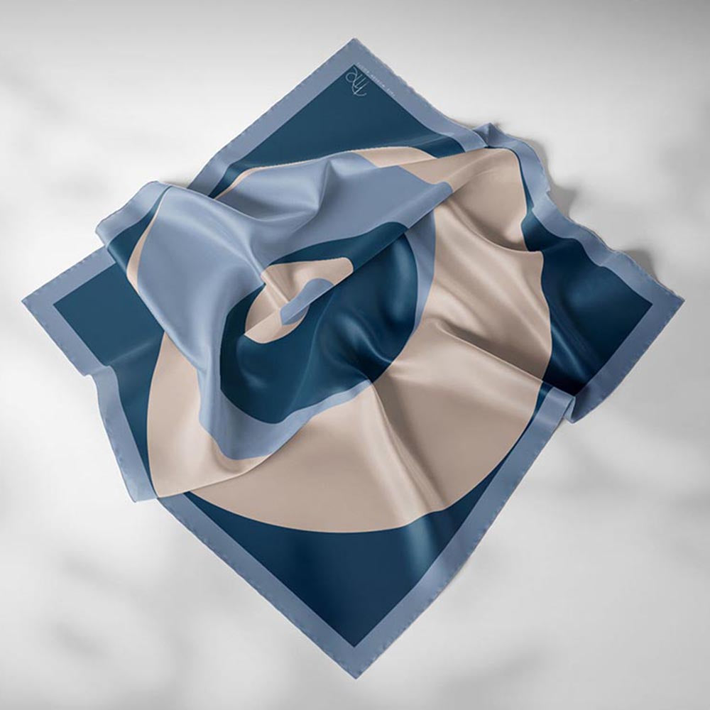 Thee Modern Roots Women Galactic Orbits Silk Scarf Navy Blue
