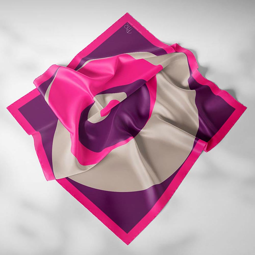 Thee Modern Roots Women Cosmic Rings Silk Scarf Purple