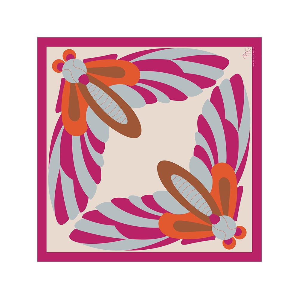 Thee Modern Roots Women Fluttering Flips Silk Scarf Pink