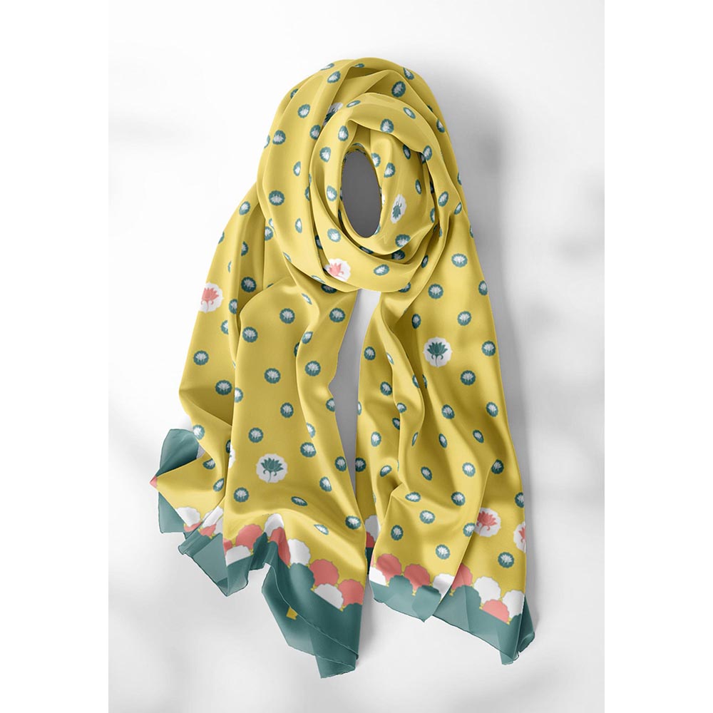 Thee Modern Roots Yellow Lotus Dreams Silk Dupatta