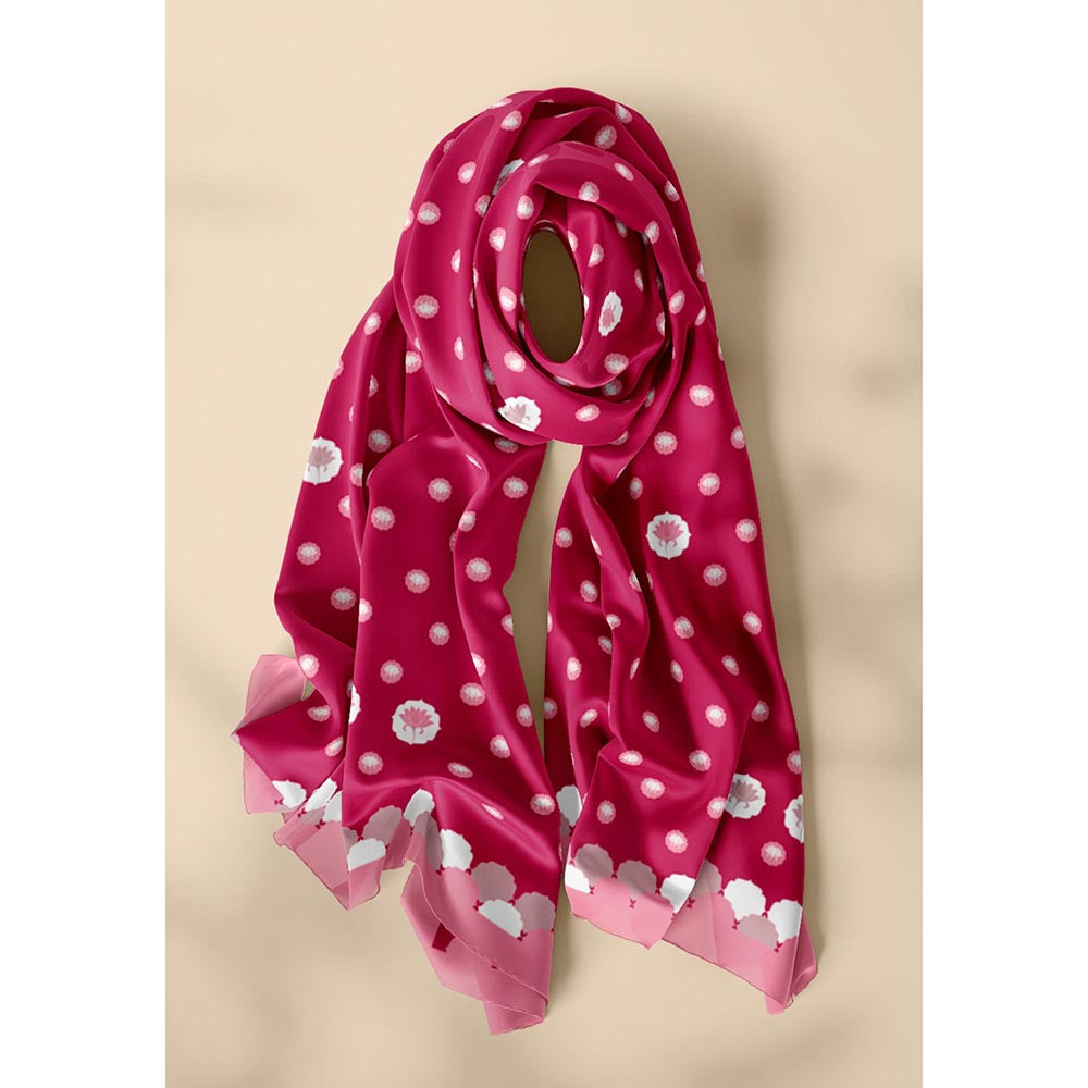 Thee Modern Roots Red Crimson Lotus Silk Dupatta