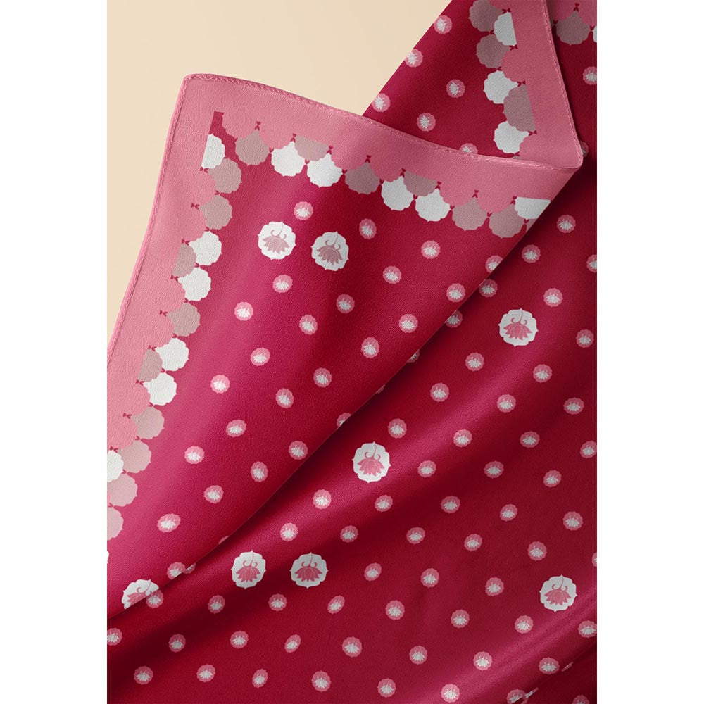 Thee Modern Roots Red Crimson Lotus Silk Dupatta