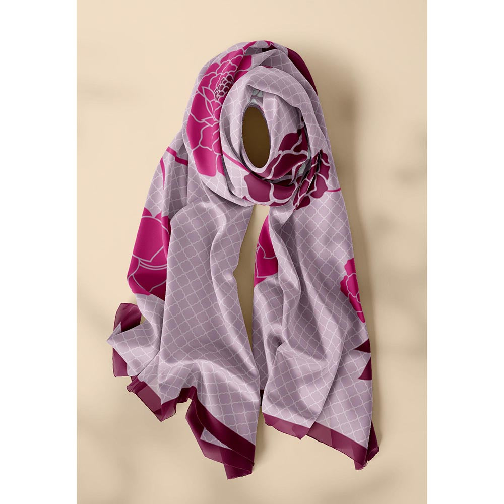 Thee Modern Roots Mauve Mughal Garden Silk Dupatta