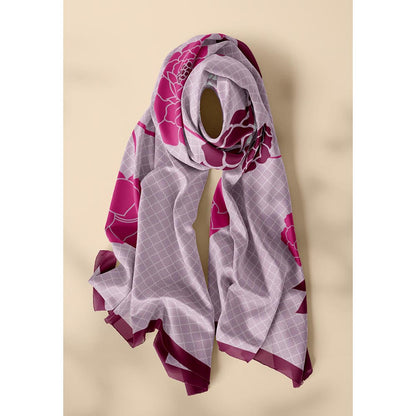 Thee Modern Roots Mauve Mughal Garden Silk Dupatta