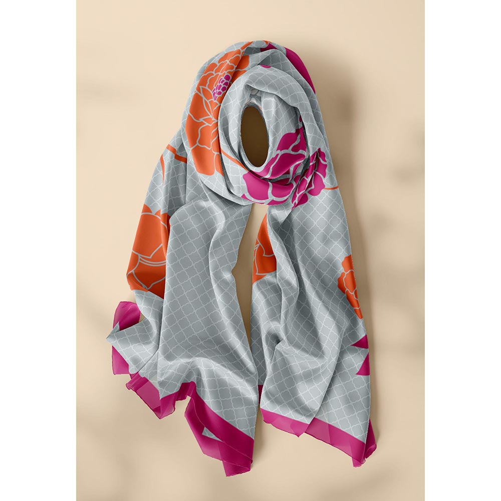 Thee Modern Roots Grey Nature's Beauty Silk Dupatta