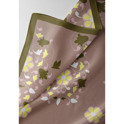 Thee Modern Roots Taupe Flower Fusion Silk Dupatta