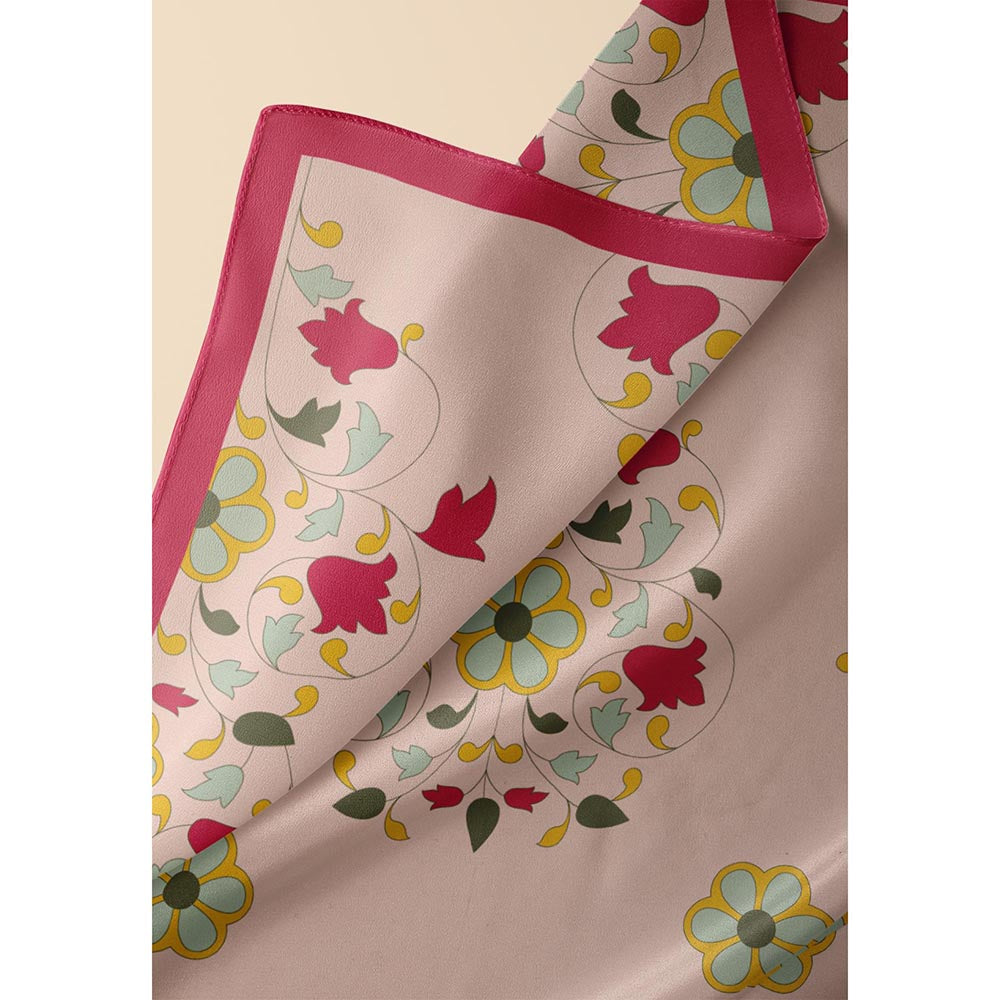 Thee Modern Roots Pink Flower Symphony Silk Dupatta