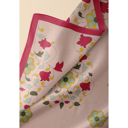 Thee Modern Roots Pink Flower Symphony Silk Dupatta