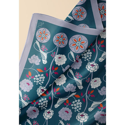 Thee Modern Roots Teal Parrot Paradise Silk Dupatta