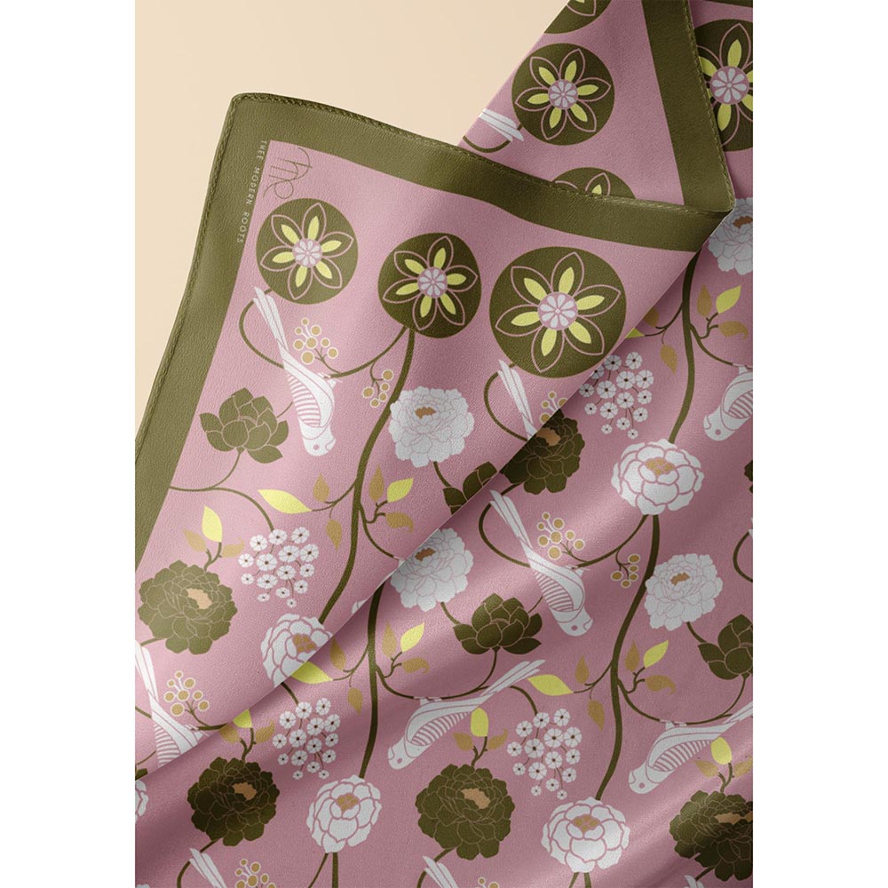 Thee Modern Roots Pink Talking Parrot Silk Dupatta