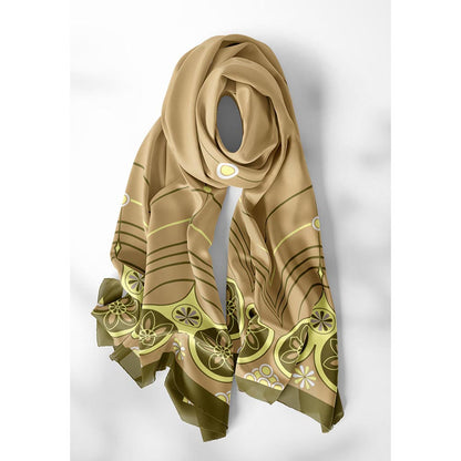 Thee Modern Roots Beige Retro Heart Silk Dupatta
