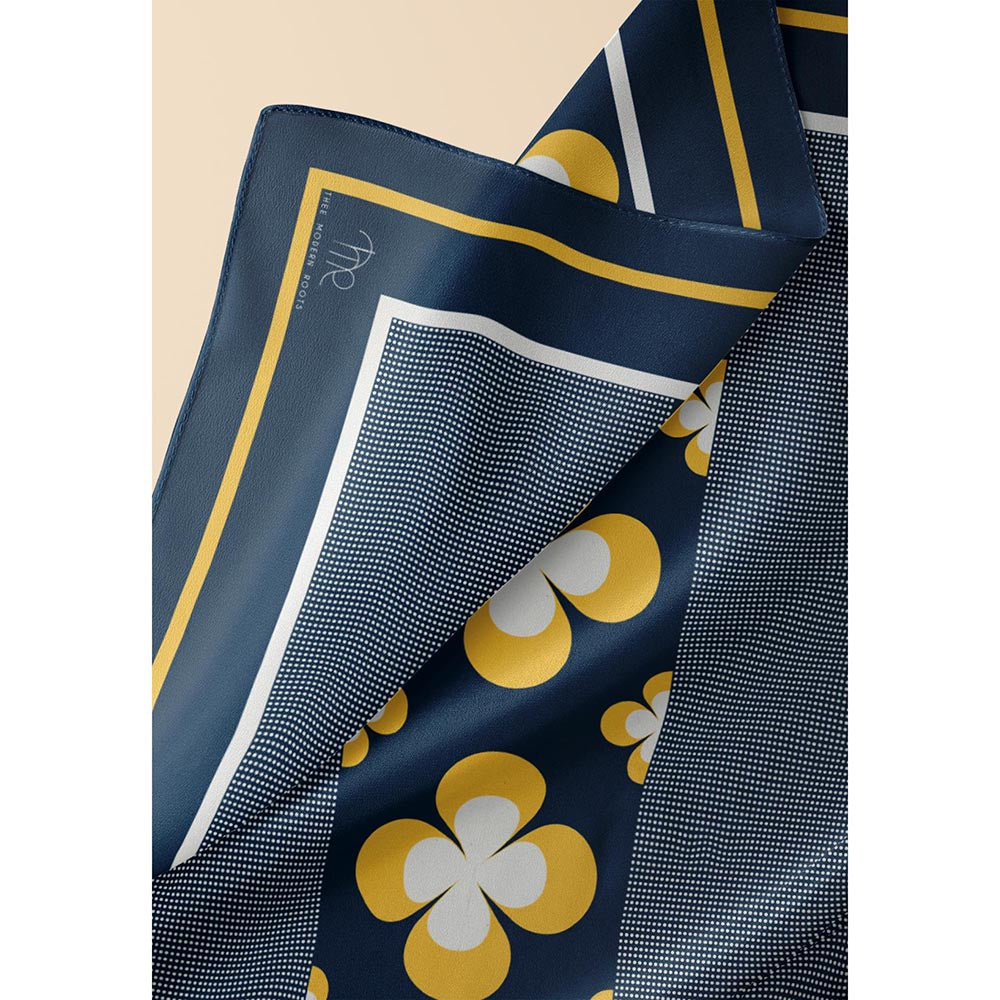 Thee Modern Roots Navy Blue Vintage Charm Silk Dupatta