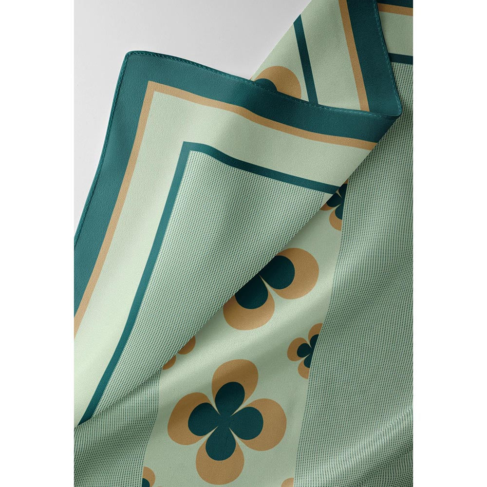 Thee Modern Roots Green Vintage Floral Silk Dupatta