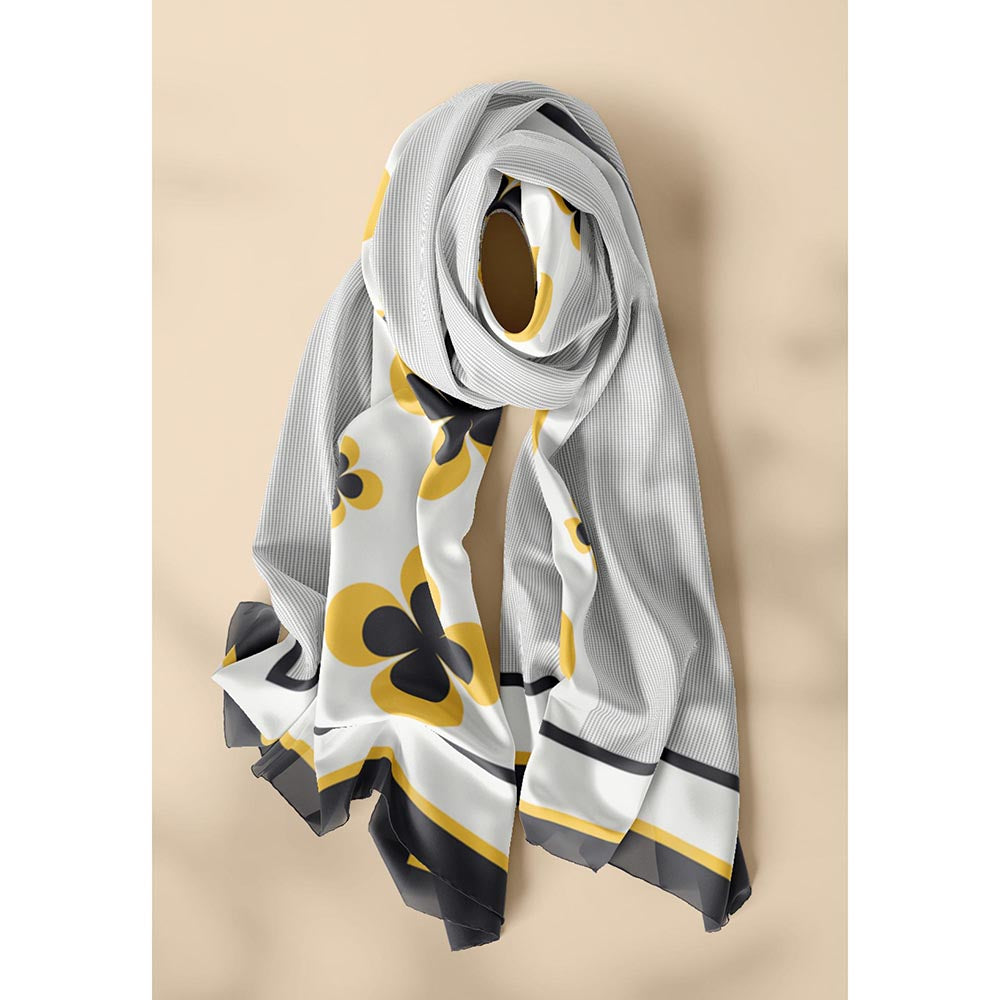Thee Modern Roots Grey Retro Romance Silk Dupatta
